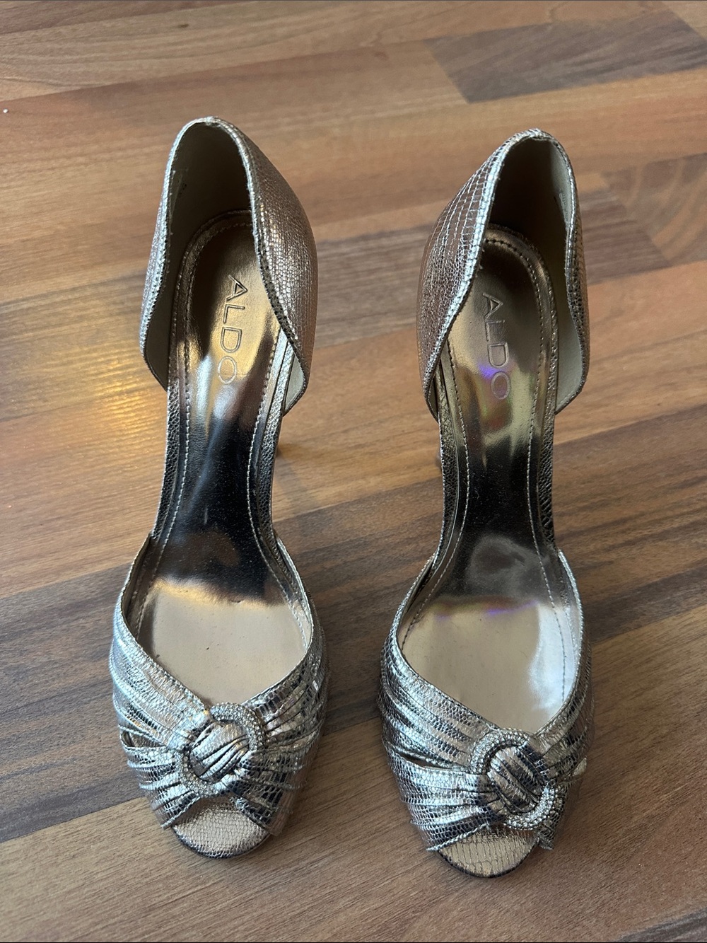 ALDO Metallic Gold Knot-Front D'Orsay Heels